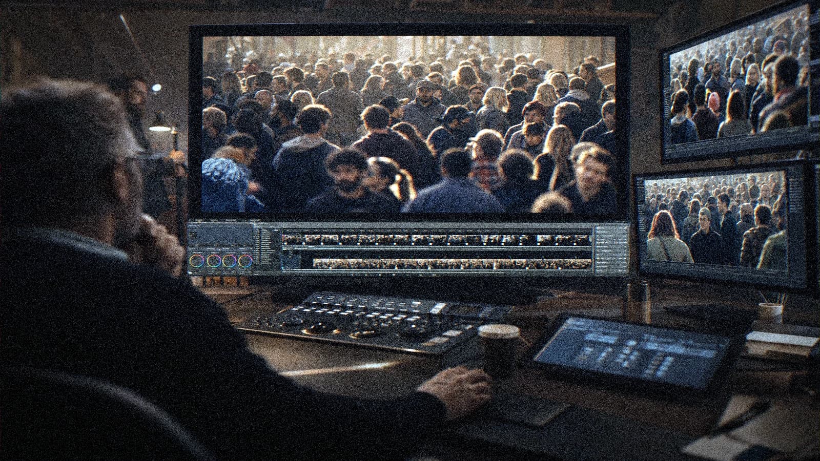 Workflow view 2 for the generation of a credible crowd with no clone effect with quality control, timeline and finish passes