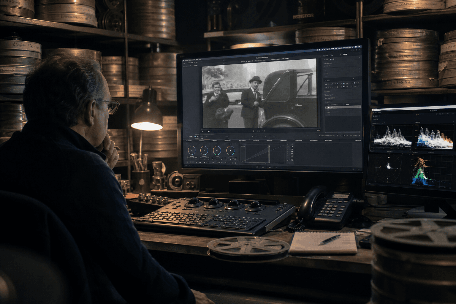 Pipeline de restauration multi-sources avec profils d'upscaling IA par famille de plans