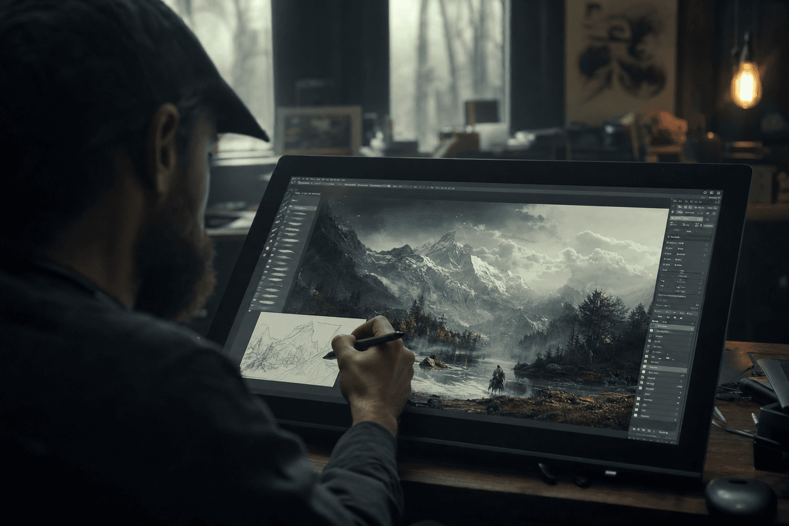 Plateau de tournage hybride avec capture réelle et inserts vidéo générés par IA