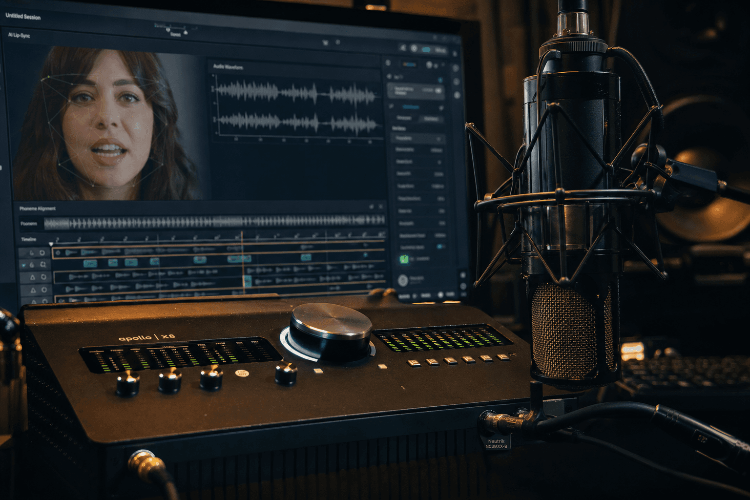Comparison of audio tracks prepared to improve the AI lip-sync precision in close-up
