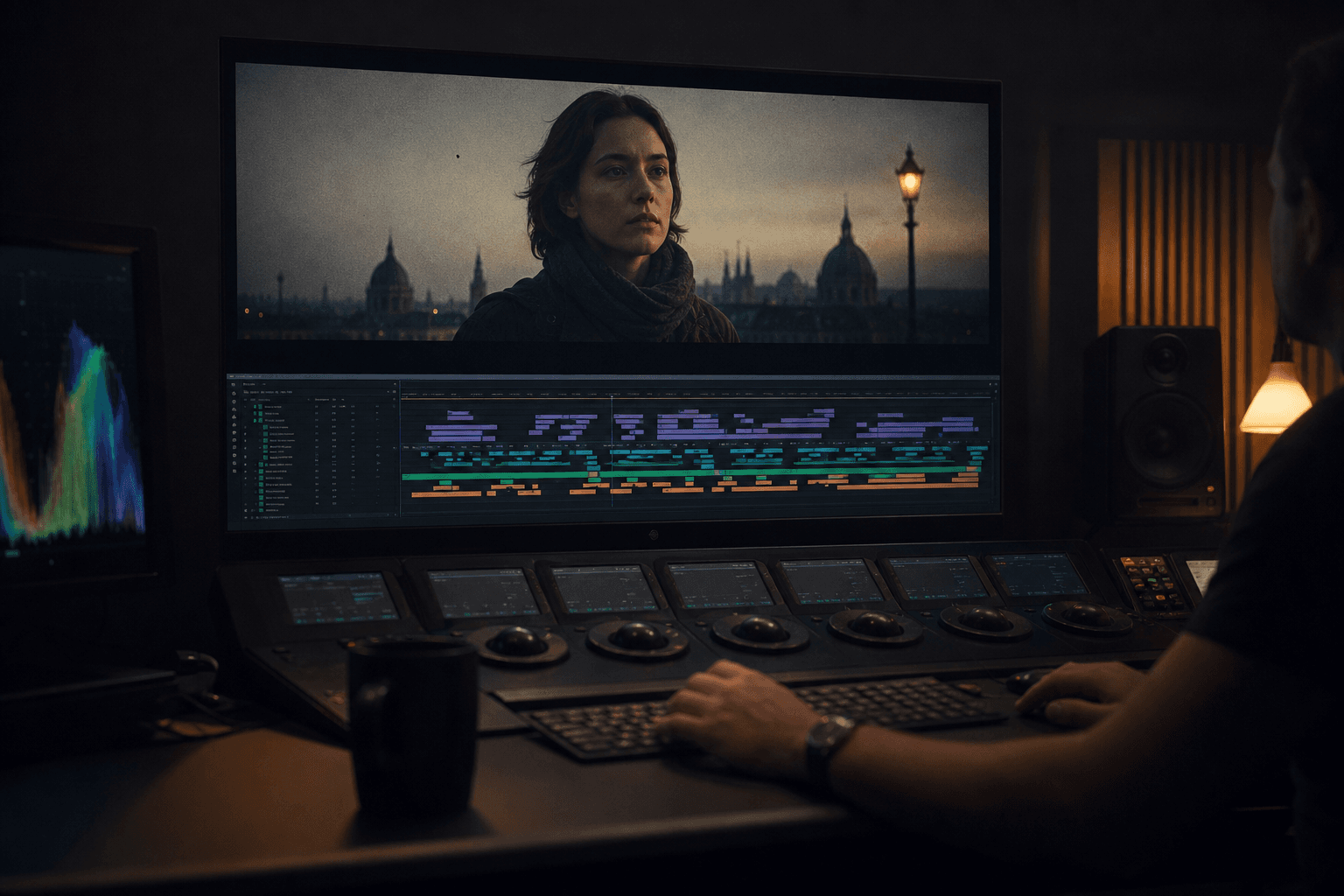 Final video editing after ComfyUI generation on a post-production timeline