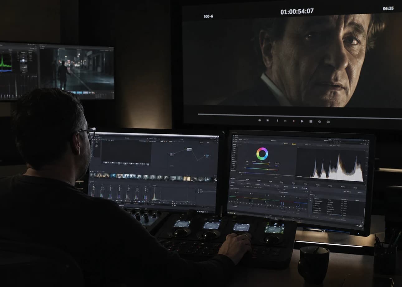 Check-list post-production : timeline, couches d'effets, notes terrain sur la référence lumineuse