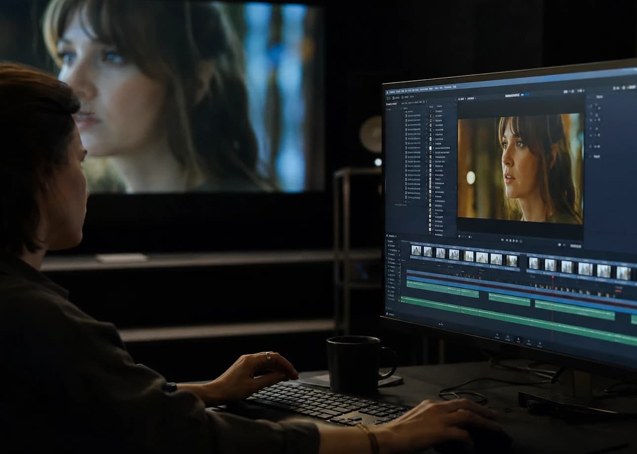 Three-step workflow: minimal brief, short batch with a QA grid, then sober post-production for distribution