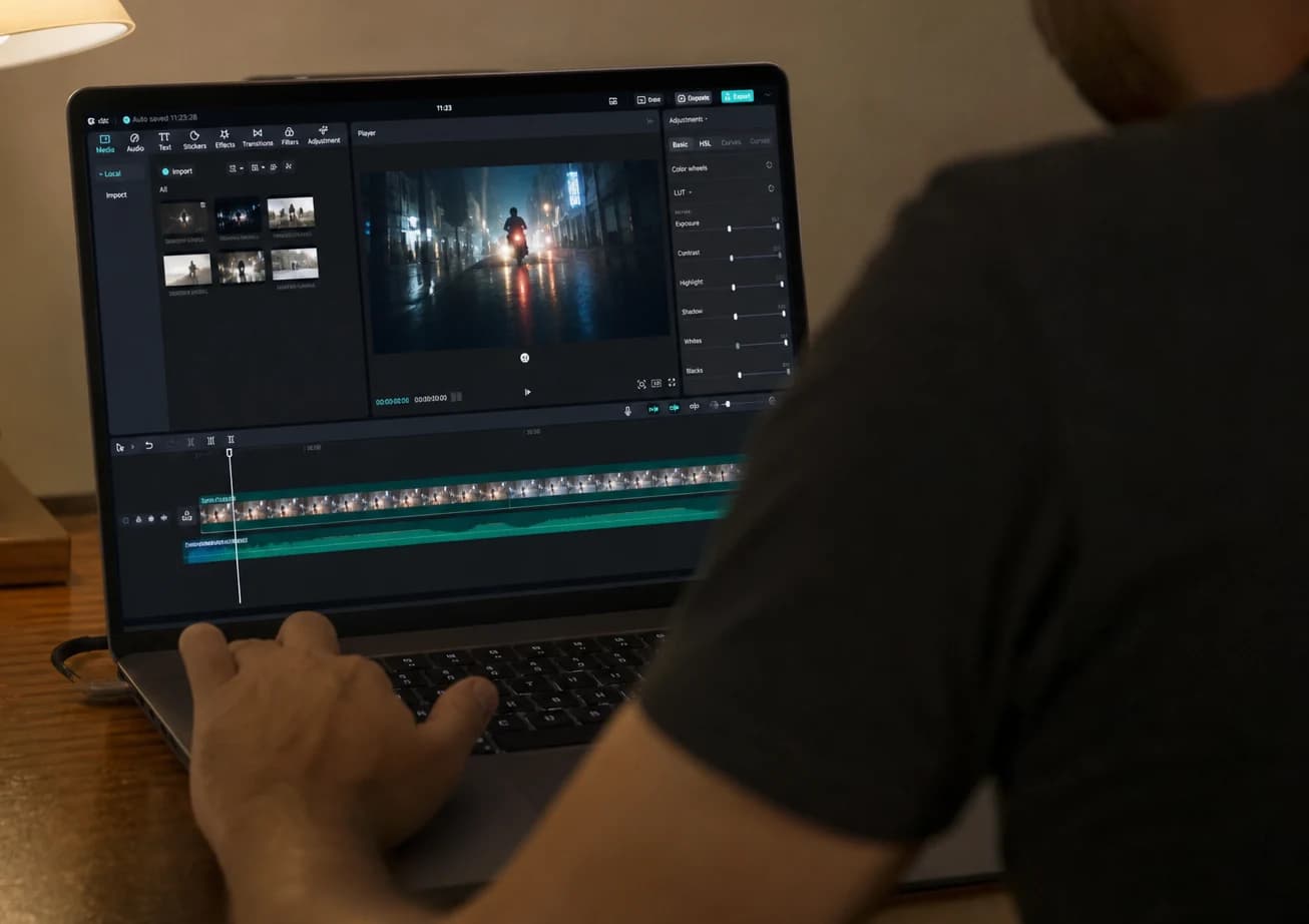 Multi-format export check and mobile playback after a CapCut edit of an AI video production