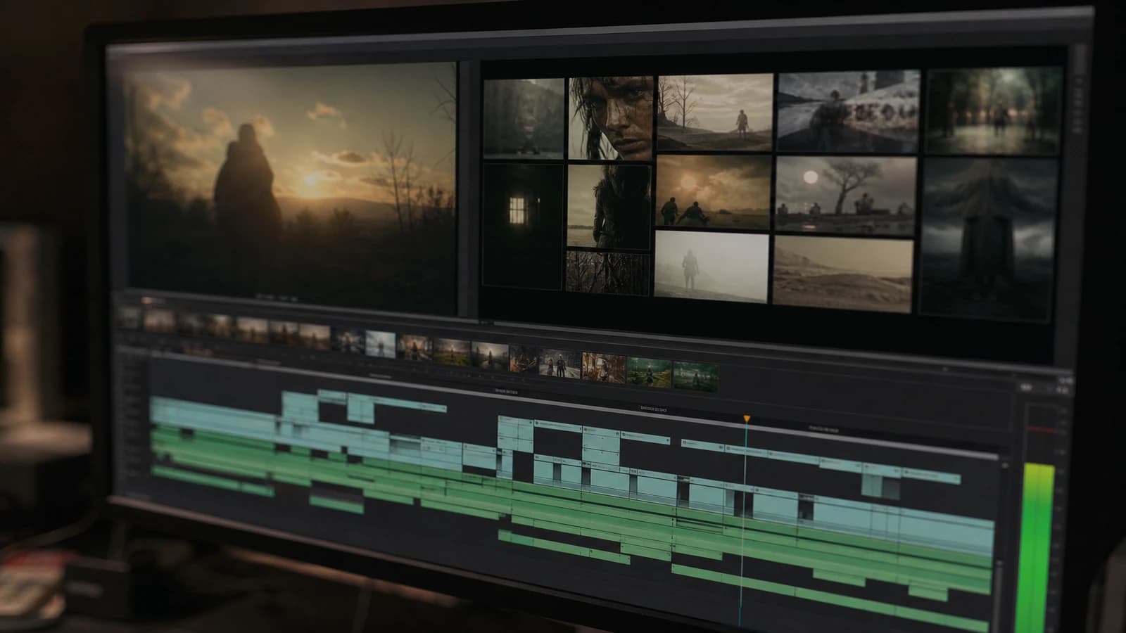 Comparison of A B C versions on an editing timeline with visual annotations
