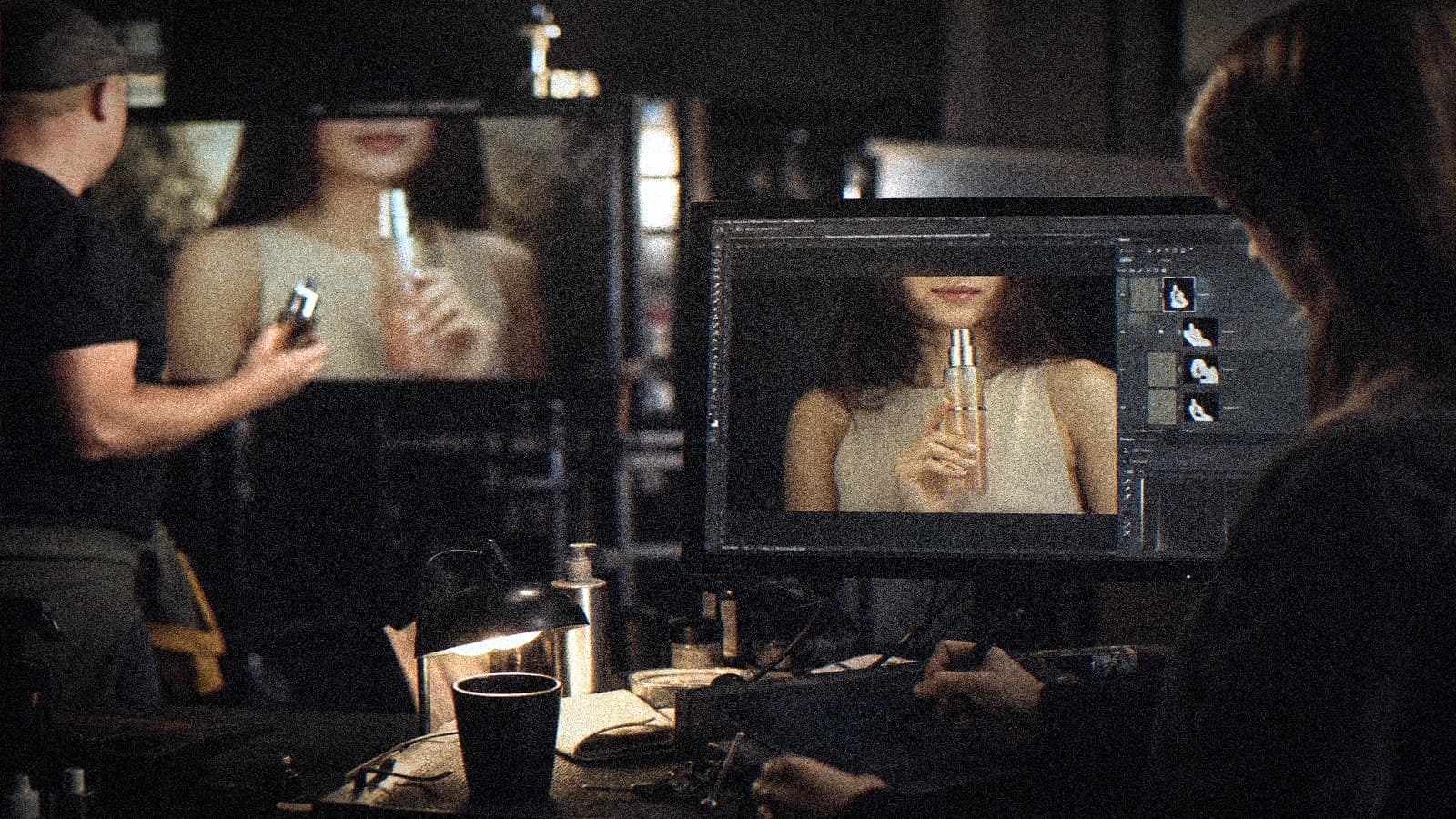Workflow compositing main et produit, calques et masques