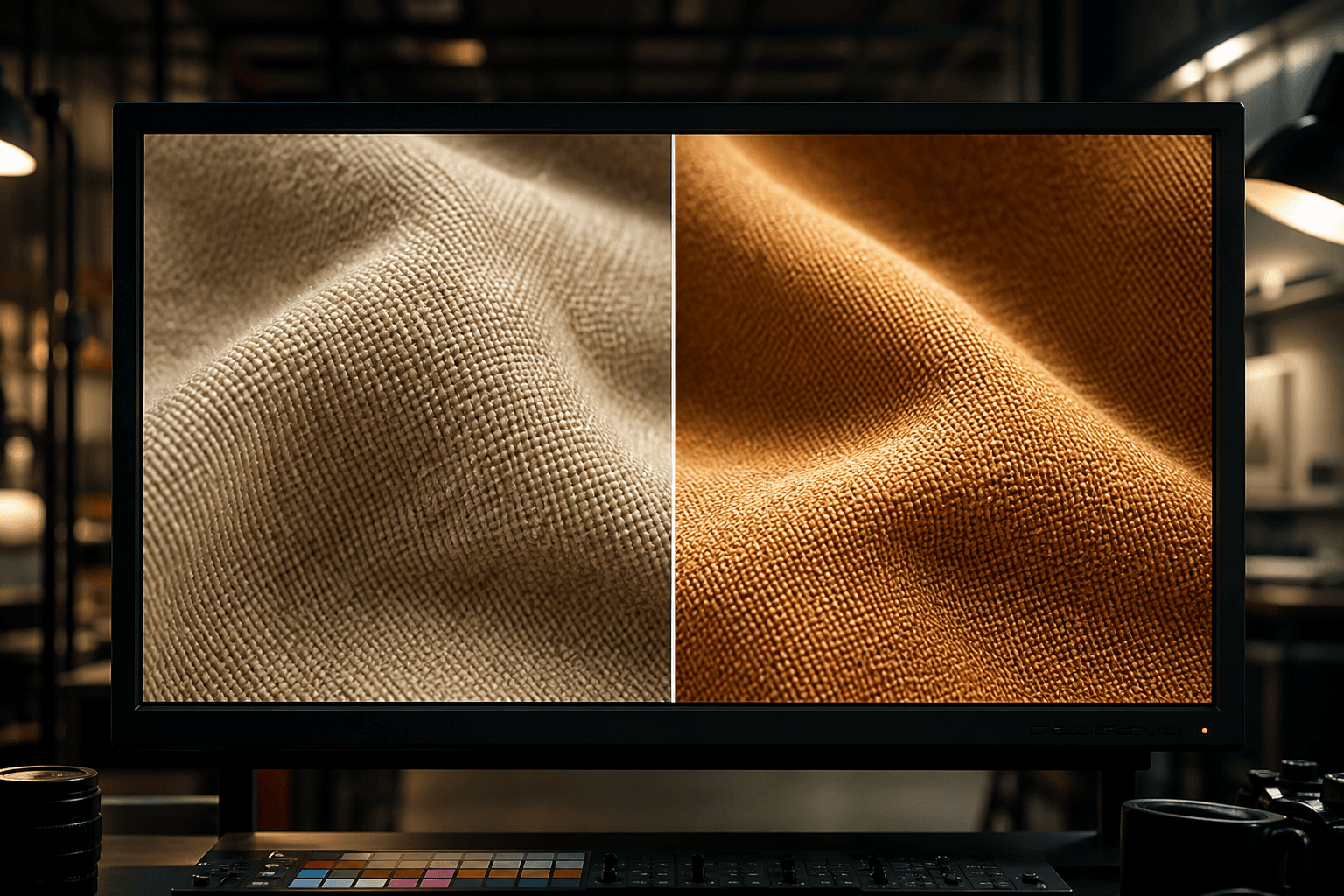 Comparaison avant après enhancement Magnific AI sur rendu 3D avec zoom matériaux