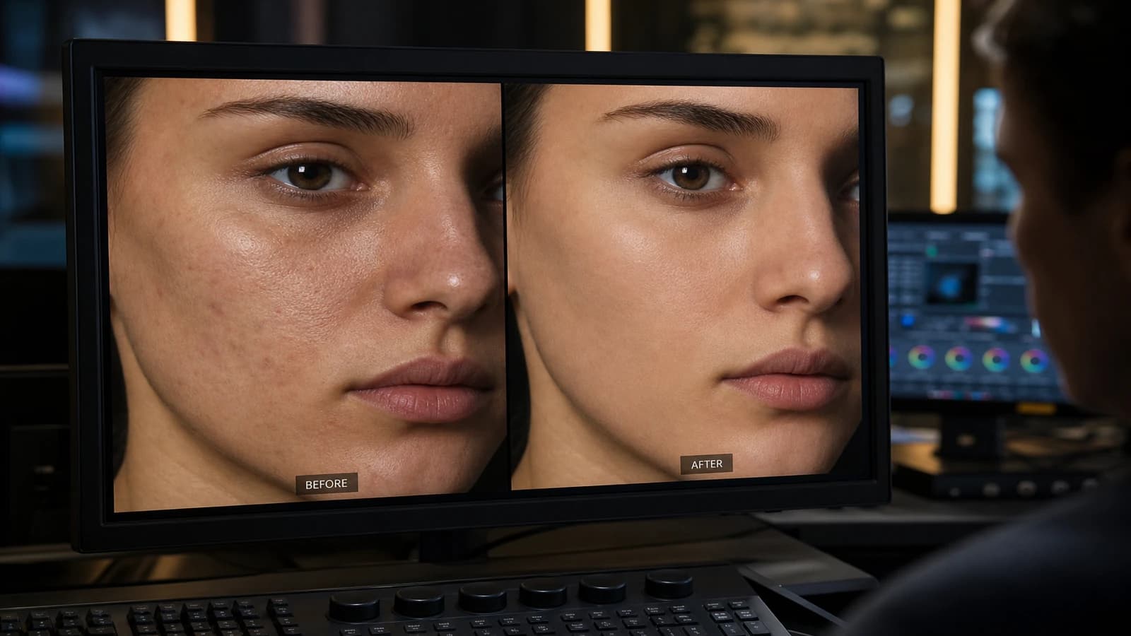Contrôle qualité export vidéo IA sur moniteur et smartphone avant livraison client