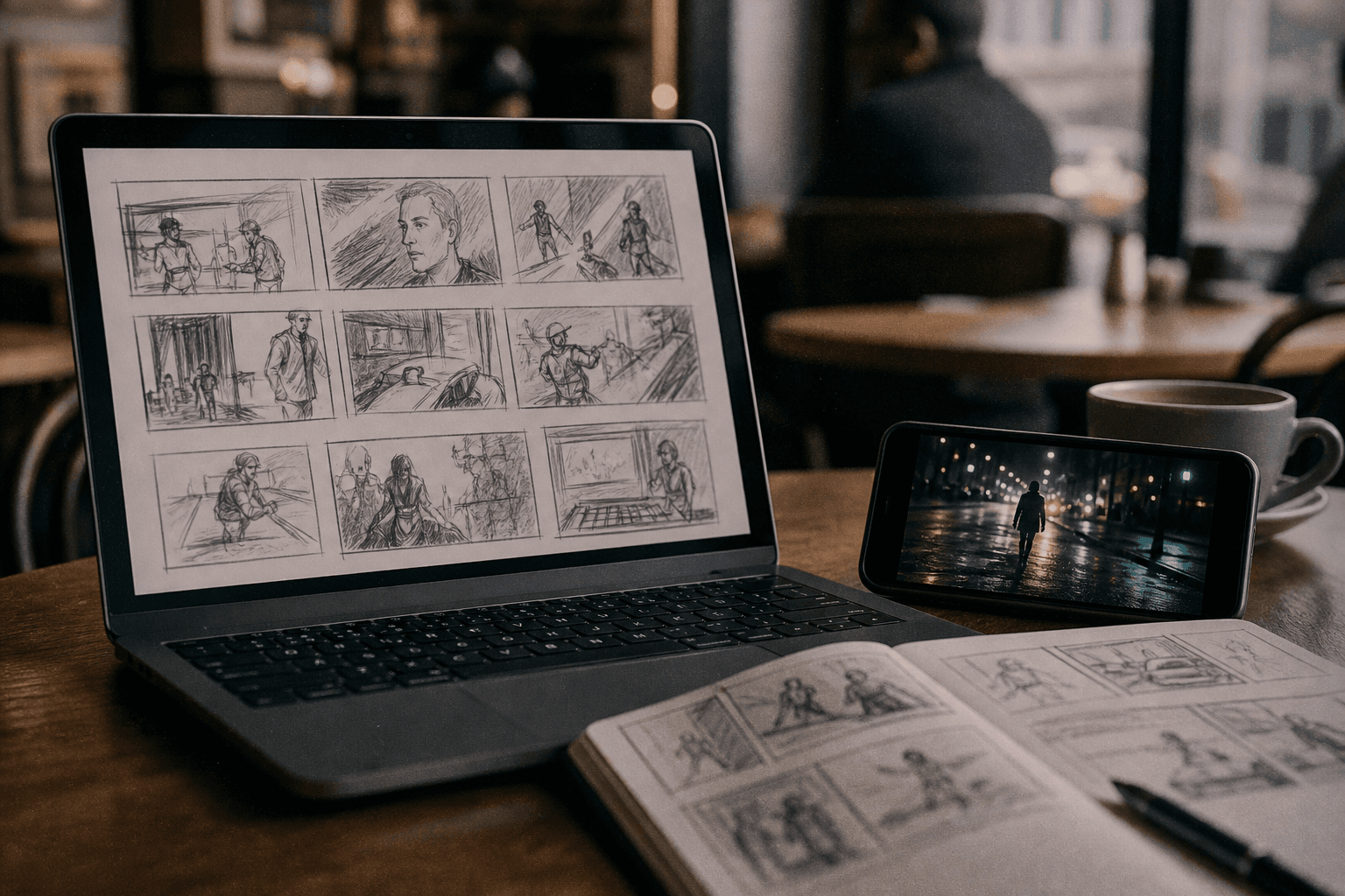 Écran Pika Labs avec versions de prompts comparées et notes de sélection