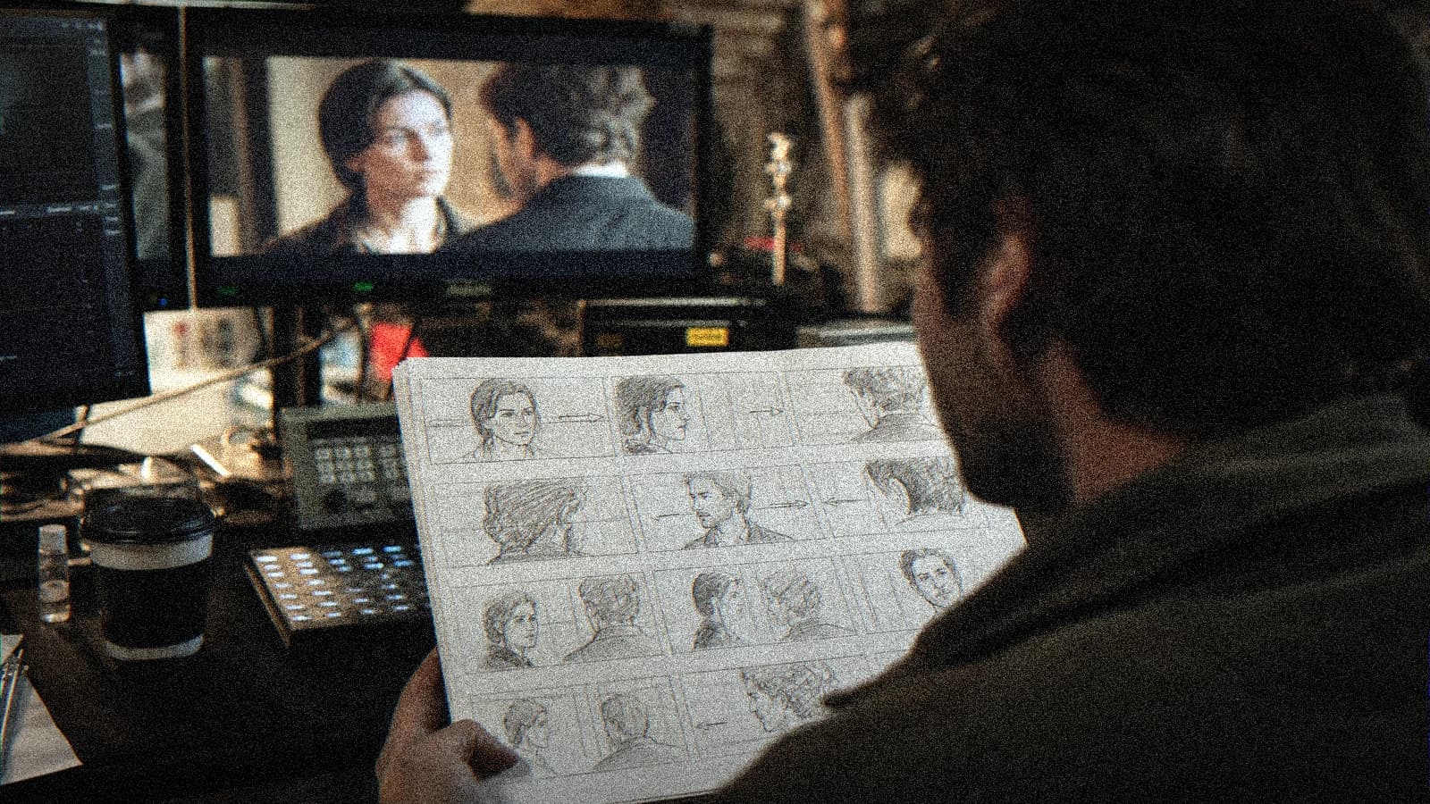 Storyboard over épaule et champ contrechamp, axes et directions de regard