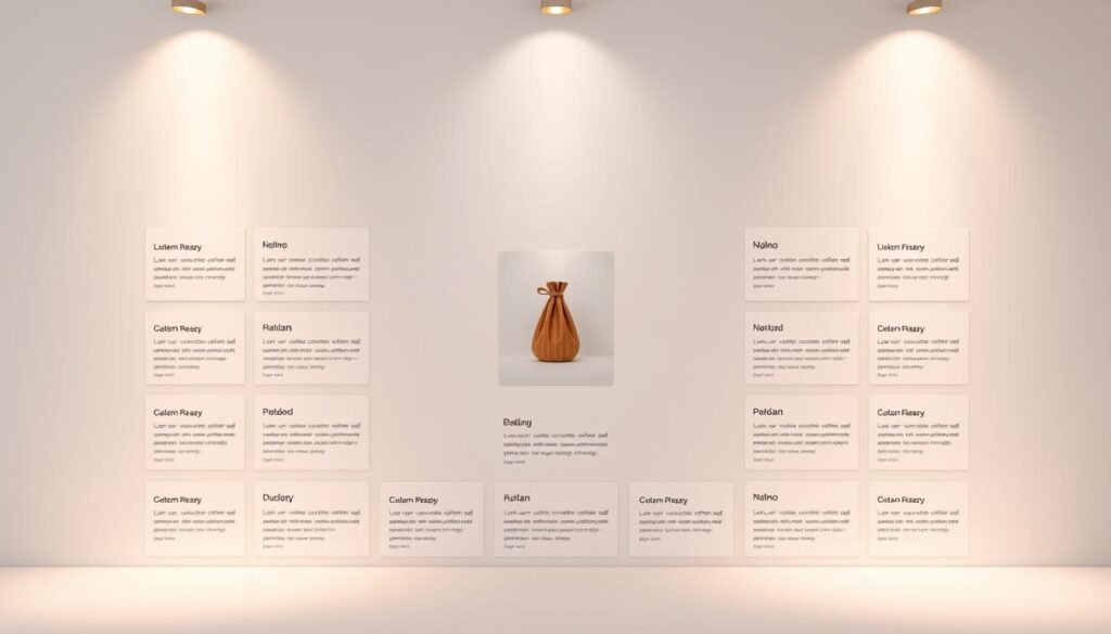 A sleek, minimalist e-commerce product page showcasing a selection of customizable product descriptions generated by a state-of-the-art AI system. The layout features a clean, uncluttered design with a central focus on a single product image, surrounded by a neatly organized grid of customizable text fields. The lighting is soft and diffused, creating a warm, inviting atmosphere that emphasizes the high-quality, personalized nature of the content. The overall aesthetic conveys a sense of efficiency, professionalism, and cutting-edge technology, reflecting the power of AI-driven product personalization for busy e-commerce businesses.